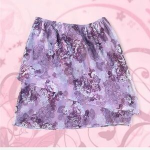 Vintage 2000s R&M Richards Asymmetrical Tiered Floral Skirt in Purple - size 16